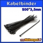 Preview: Kabelbinder 200 x 3,5mm schwarz
