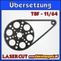 Preview: 11/64 T8F Komplettübersetzung Berg mit Ritzel und Laser Kettenrad für "dicke" Kette