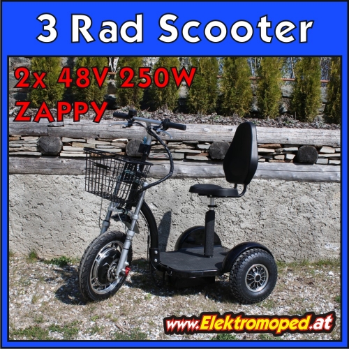 Abverkaufs-AKTION! 3 Rad eScooter Zappy - Hinterradantrieb! Fahrrad Zulassung!