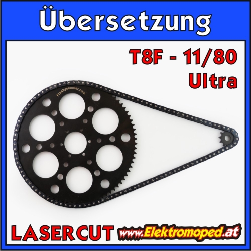 11/80 T8F Komplettübersetzung mit Ritzel und Laser Kettenrad für Ultra "dicke Kette"