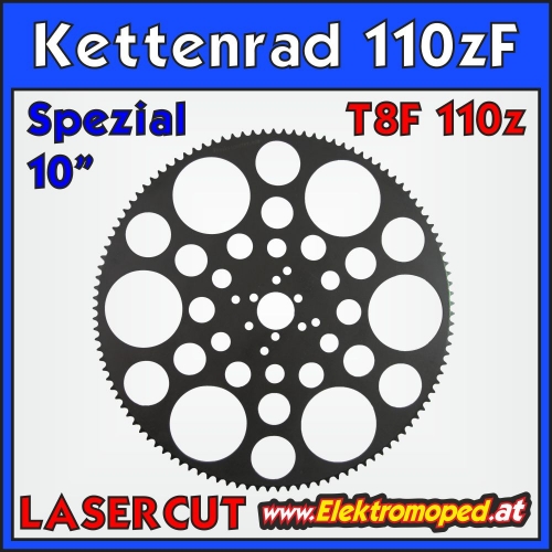 T8F-110zF Laser Kettenrad mit 110 Zähne für "dicke Kette" Spezialausführung für 10" Fahrwerk