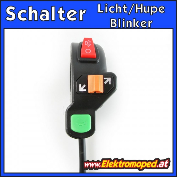 Elektro Scooter, eBikes, Li-ion Batterien und mehr - Schalter für Licht,  Hupen und Blinker senkrecht für Elektro Scooter